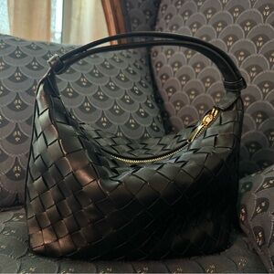 Bottega Veneta Mini Wallace Intrecciato Leather Black Handbag
